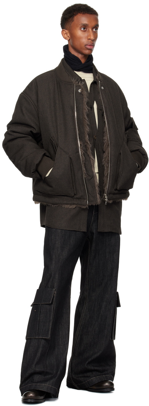 NULLUS Brown Padded Reversible Faux-Fur Jacket NULLUS