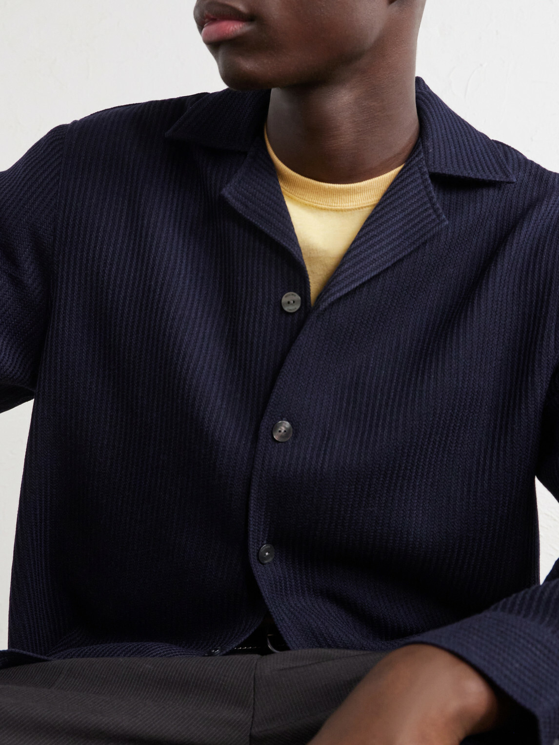 Frescobol Carioca - Safra Camp Collar Wool Shirt - Blue