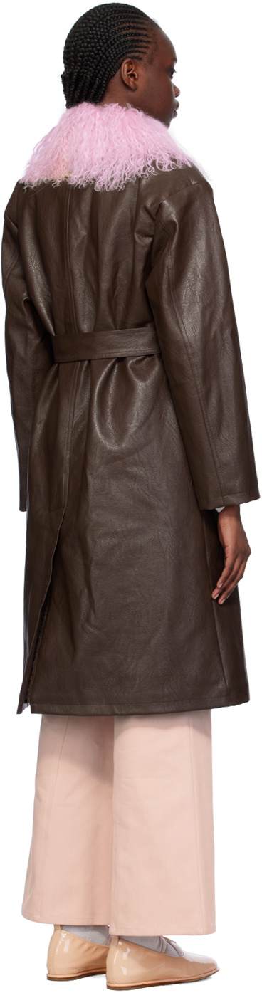 Nodress SSENSE Exclusive Brown Faux-Leather Coat
