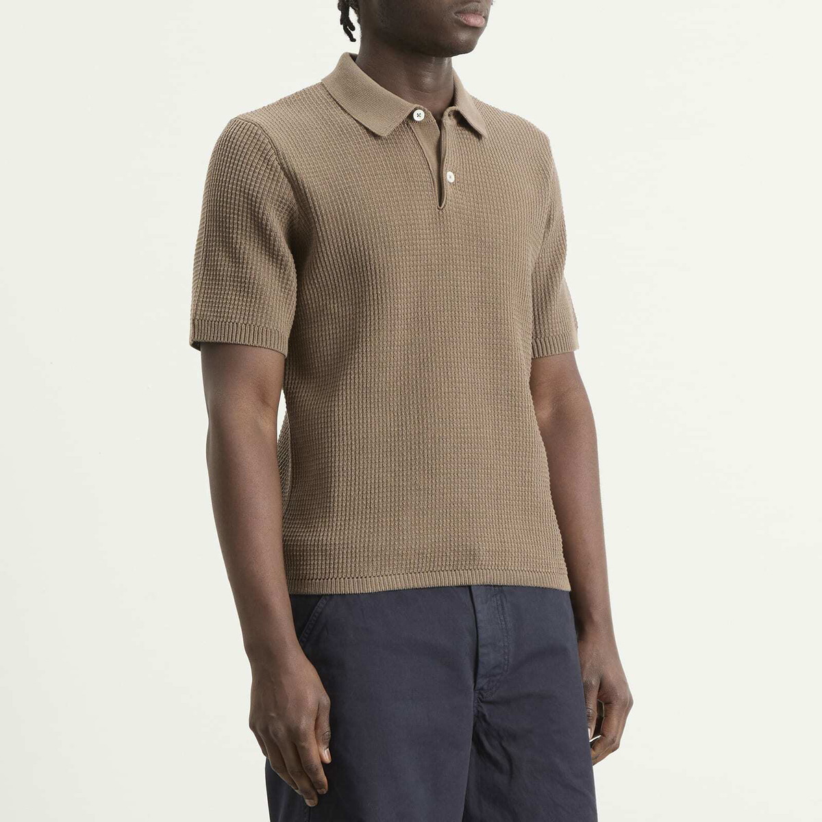 Norse Projects Men's Anholt Cotton Crepe Polo in Walnut