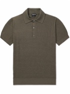 TOM FORD - Honeycomb-Knit Silk-Blend Polo Shirt - Green