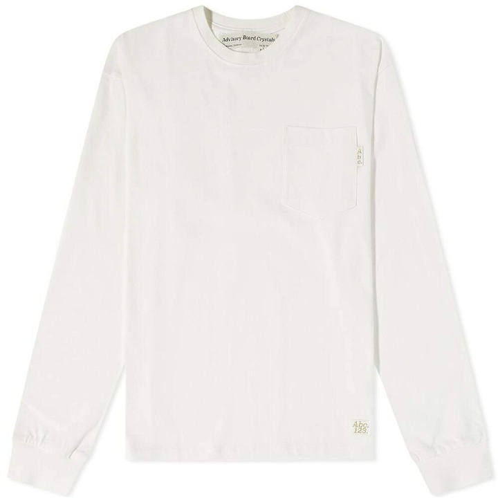 Photo: Advisory Board Crystals Men's Long Sleeve 123 Pocket T-Shirt in Selenite White