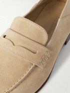 Manolo Blahnik - Plymouth Collapsible-Heel Suede and Leather Penny Loafers - Neutrals