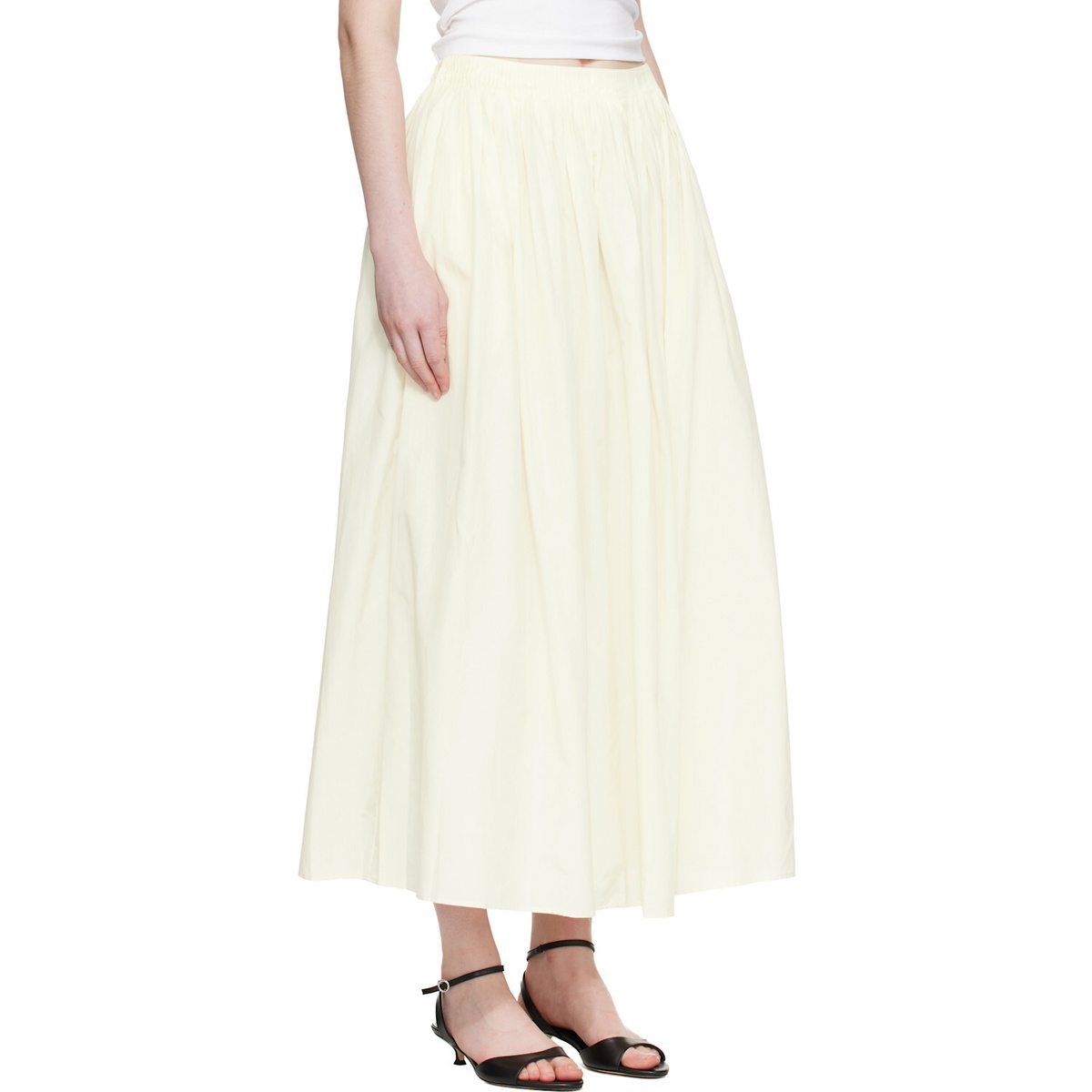Loulou de Saison Off-White Naya Gathered Maxi Skirt