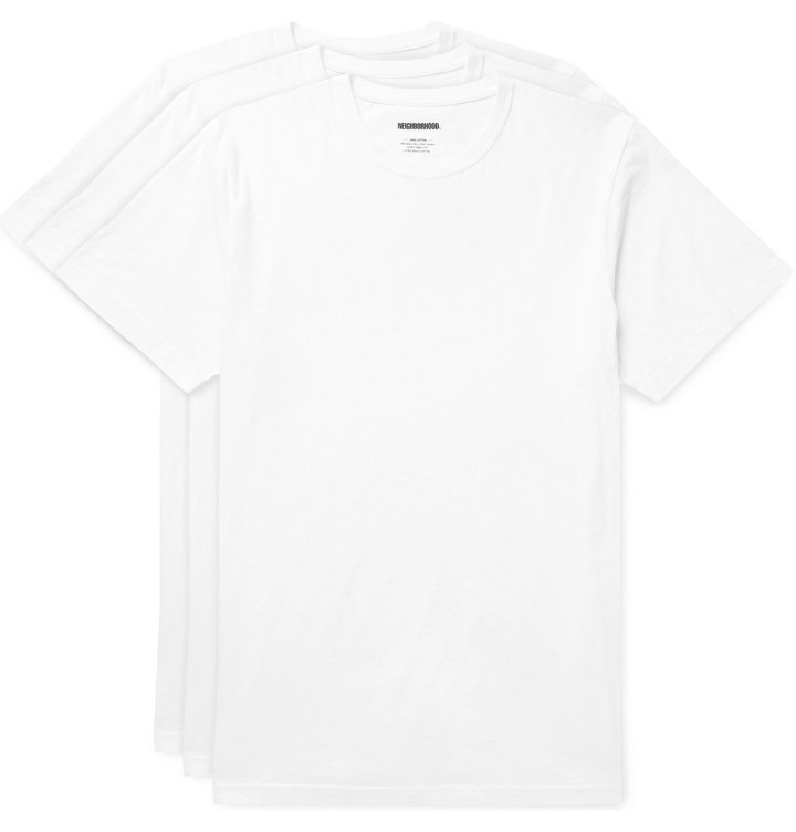 Photo: Neighborhood - Three-Pack Logo-Print Cotton-Jersey T-Shirts - White