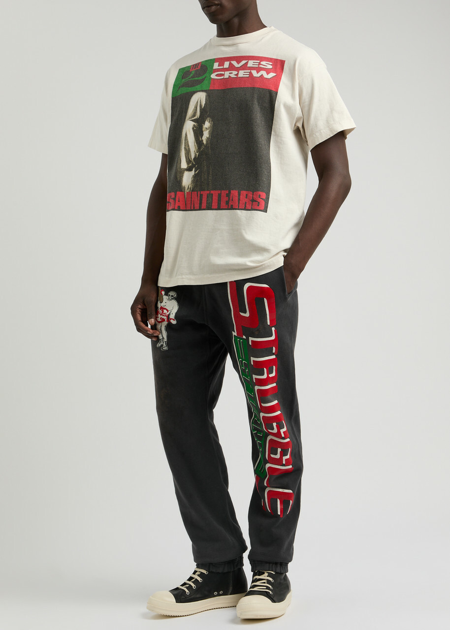 Saint Mxxxxxx Denim Tears Struggle Printed Cotton Sweatpants