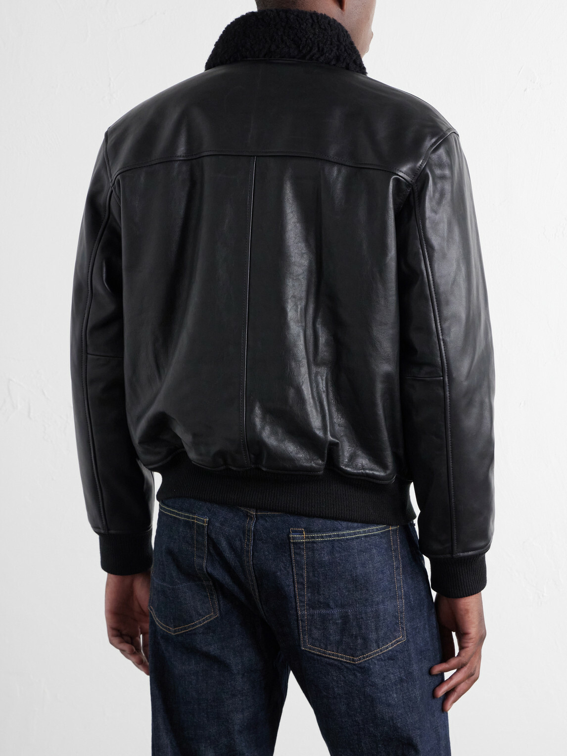 A.P.C. - Charles Wool-Fleece Trimmed Leather Jacket - Black