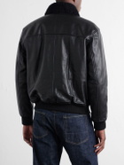 A.P.C. - Charles Wool-Fleece Trimmed Leather Jacket - Black