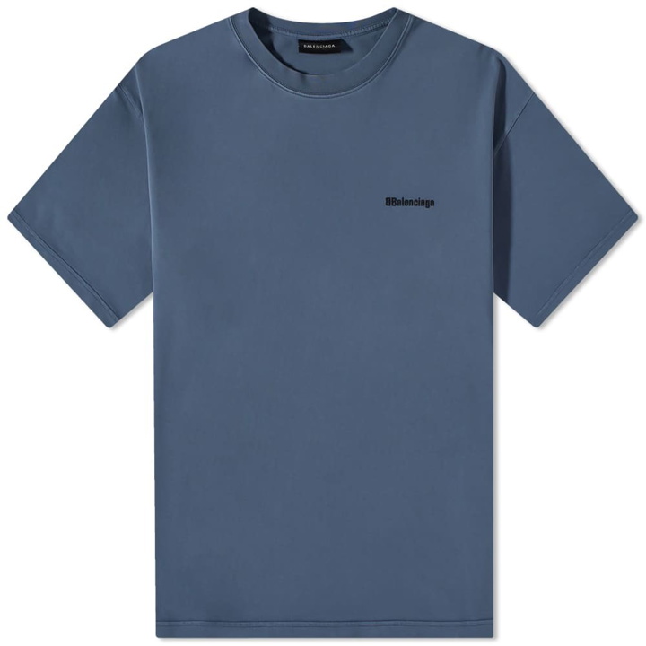 Photo: Balenciaga Men's Corporate Logo T-Shirt in Washed Blue/Black