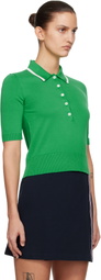 Thom Browne Green Hector Intarsia Cotton 4-Bar Stripe S/S Polo