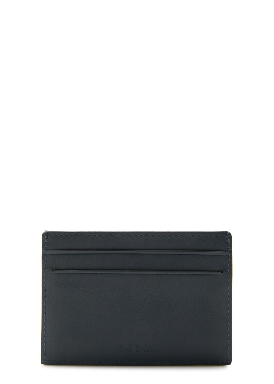 Paul Smith Stripe-print Leather Card Holder - Navy - One Size