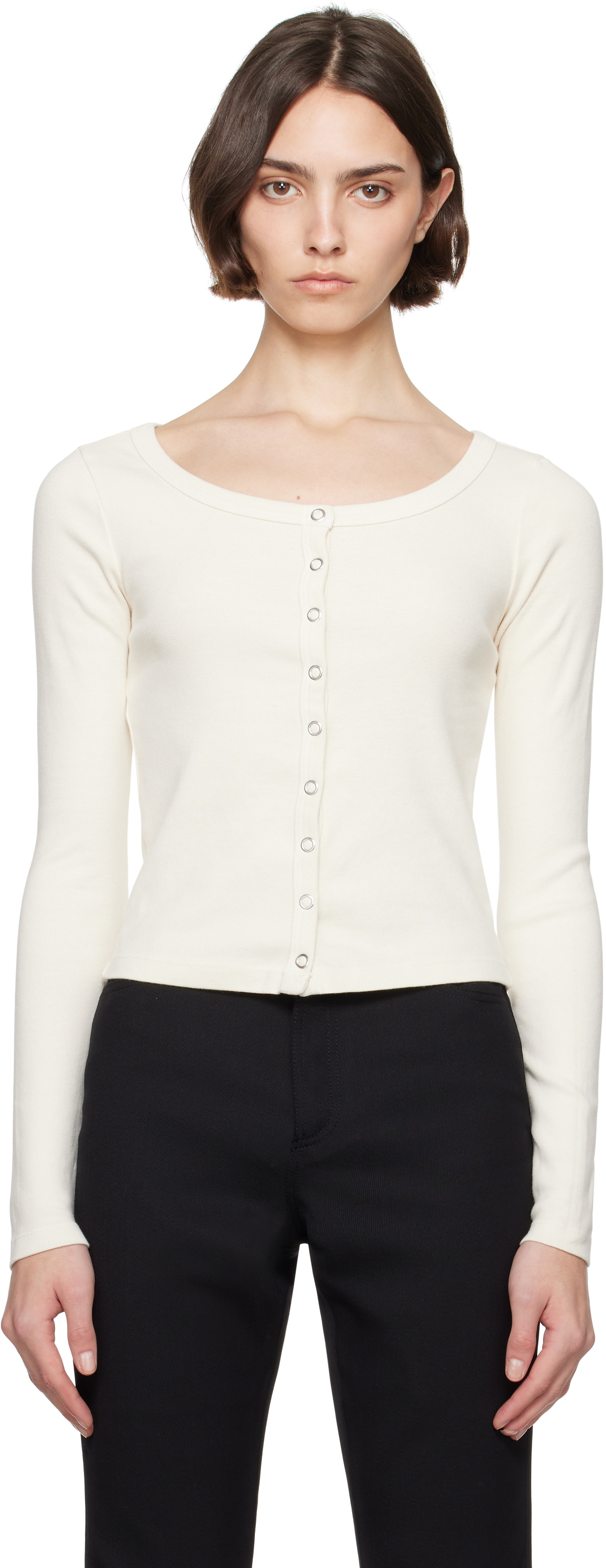 Re/Done Off-White Hanes Edition Scoop Neck Cardigan
