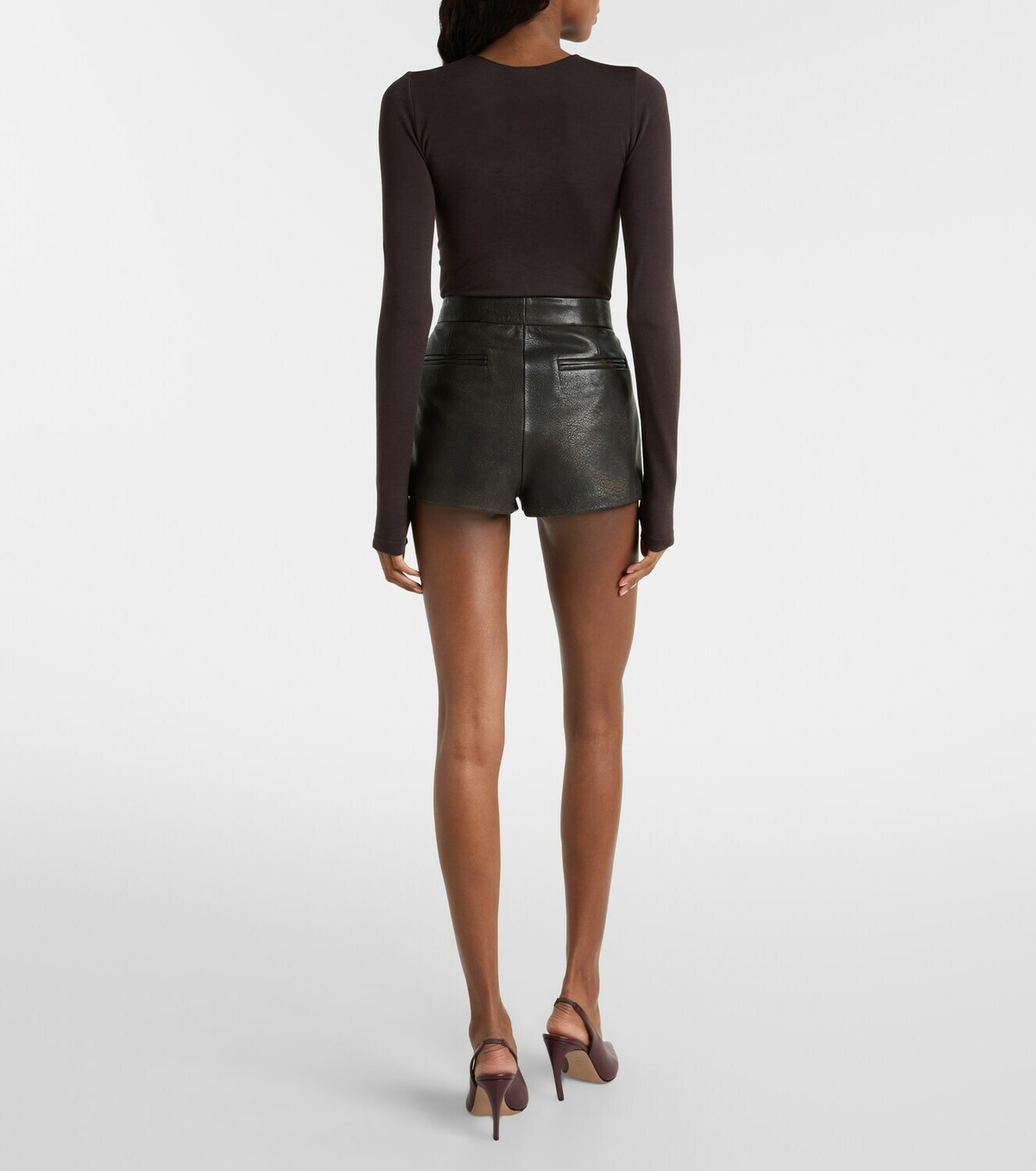 Alex Perry Low-rise leather micro shorts