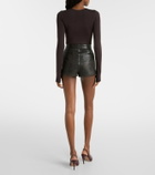 Alex Perry Low-rise leather micro shorts