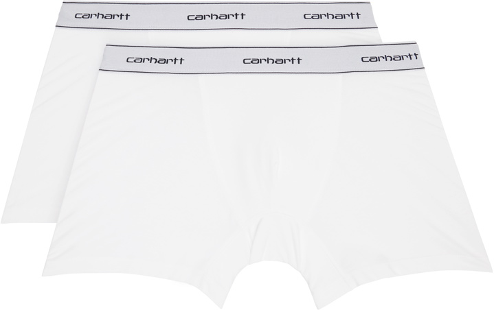 Photo: Carhartt Work In Progress Two-Pack White Cotton Trunk Boxer Briefs