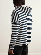 Greg Lauren - Striped Cotton-Jersey Hoodie - Blue