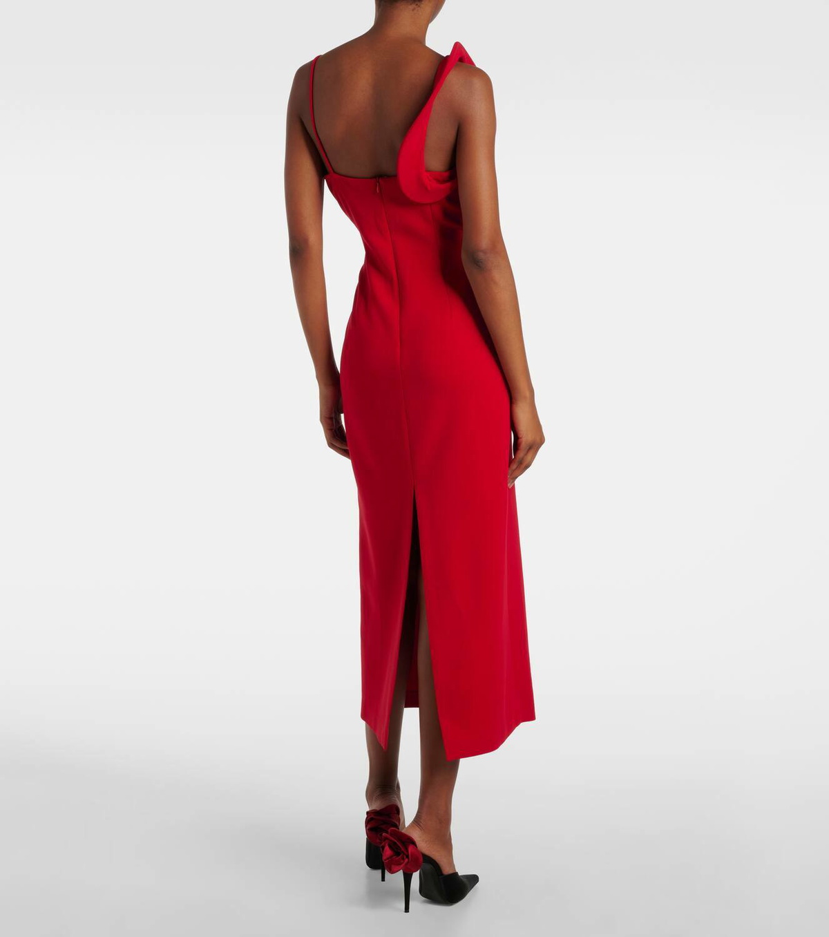 knee length dresses for ladies Wine Floral Applique Midi Dress - Strapless Dresses main image 1