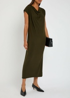 Vince Draped Jersey Midi Dress Green
