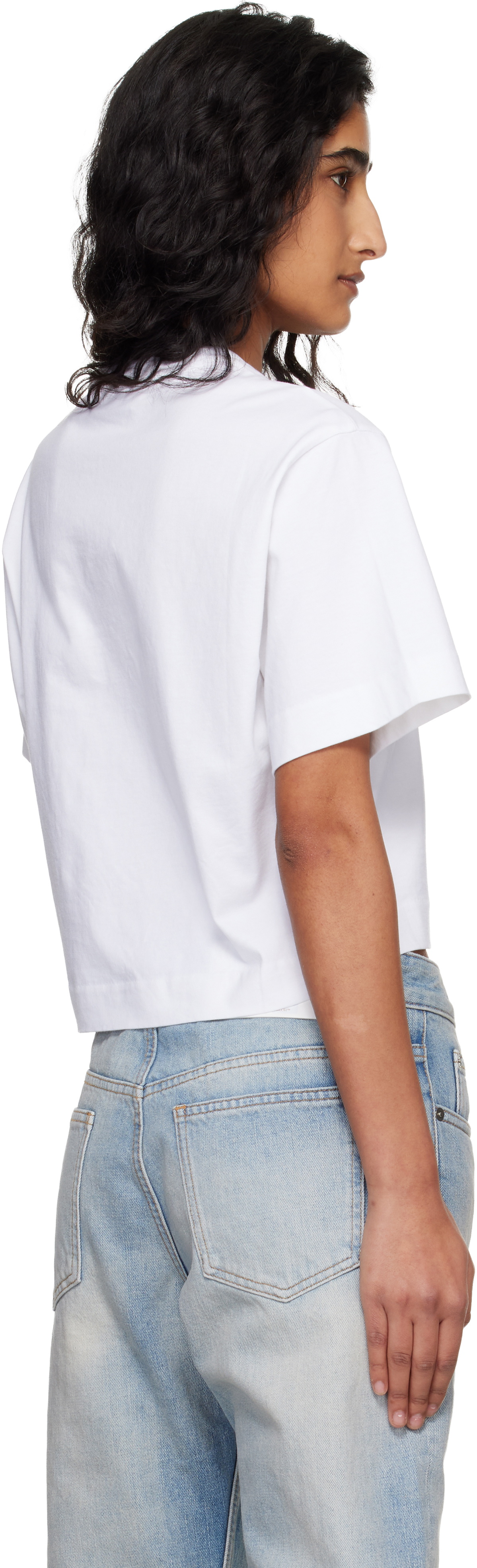 Off-White White Bookish Glowing Flower Crop T-shirt