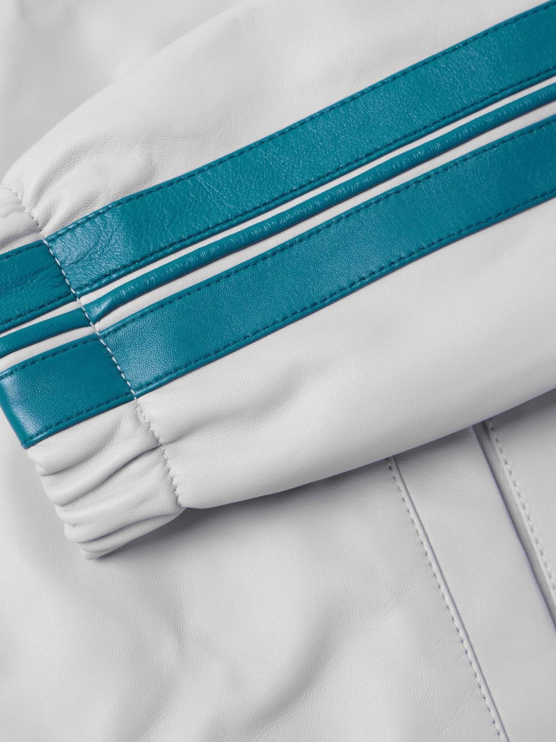 Marni - Striped Leather Track Jacket - Gray