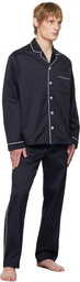 Tekla Navy Sateen Pyjama Pants