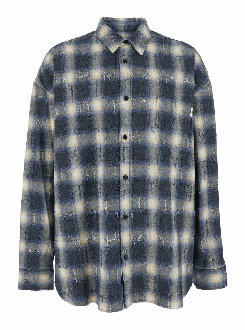 Juun.J Multicolor Shirt With Classic Collar And All-over Check Motif In Cotton Man