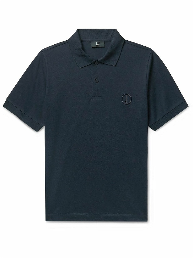 Photo: Dunhill - Logo-Embroidered Cotton-Piqué Polo Shirt - Blue