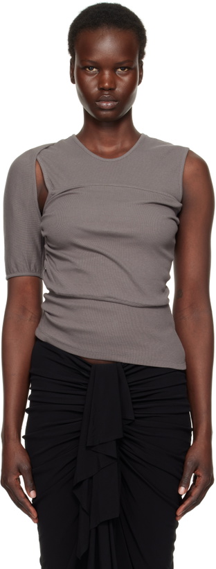 Photo: Christopher Esber Gray Contorsion Rib Tank Top