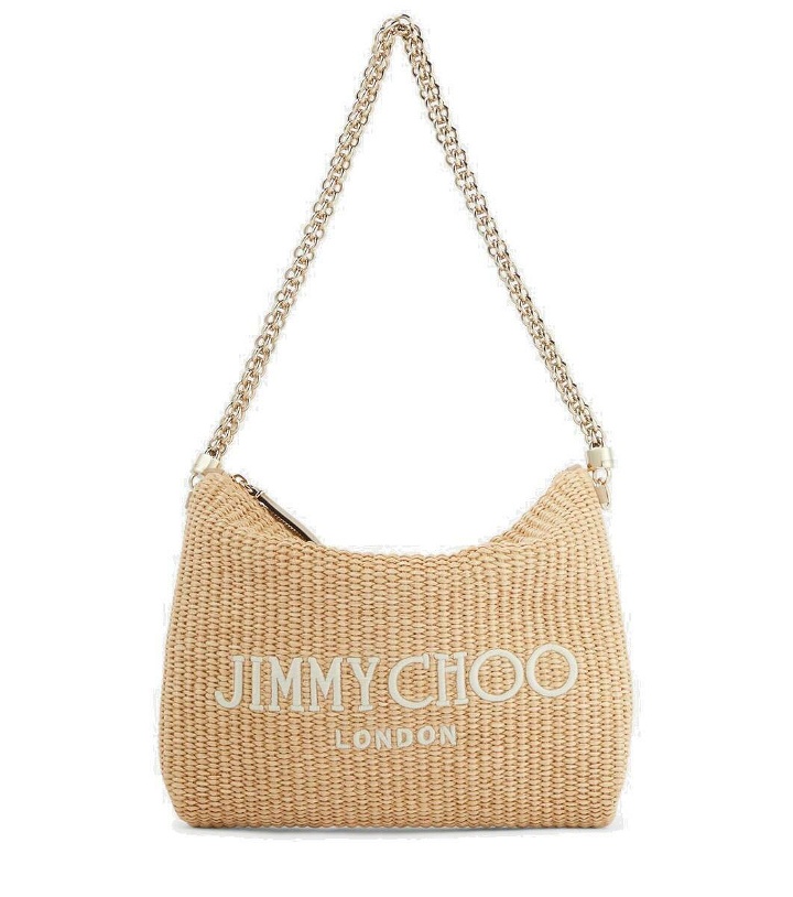 Photo: Jimmy Choo Callie logo raffia shoulder bag
