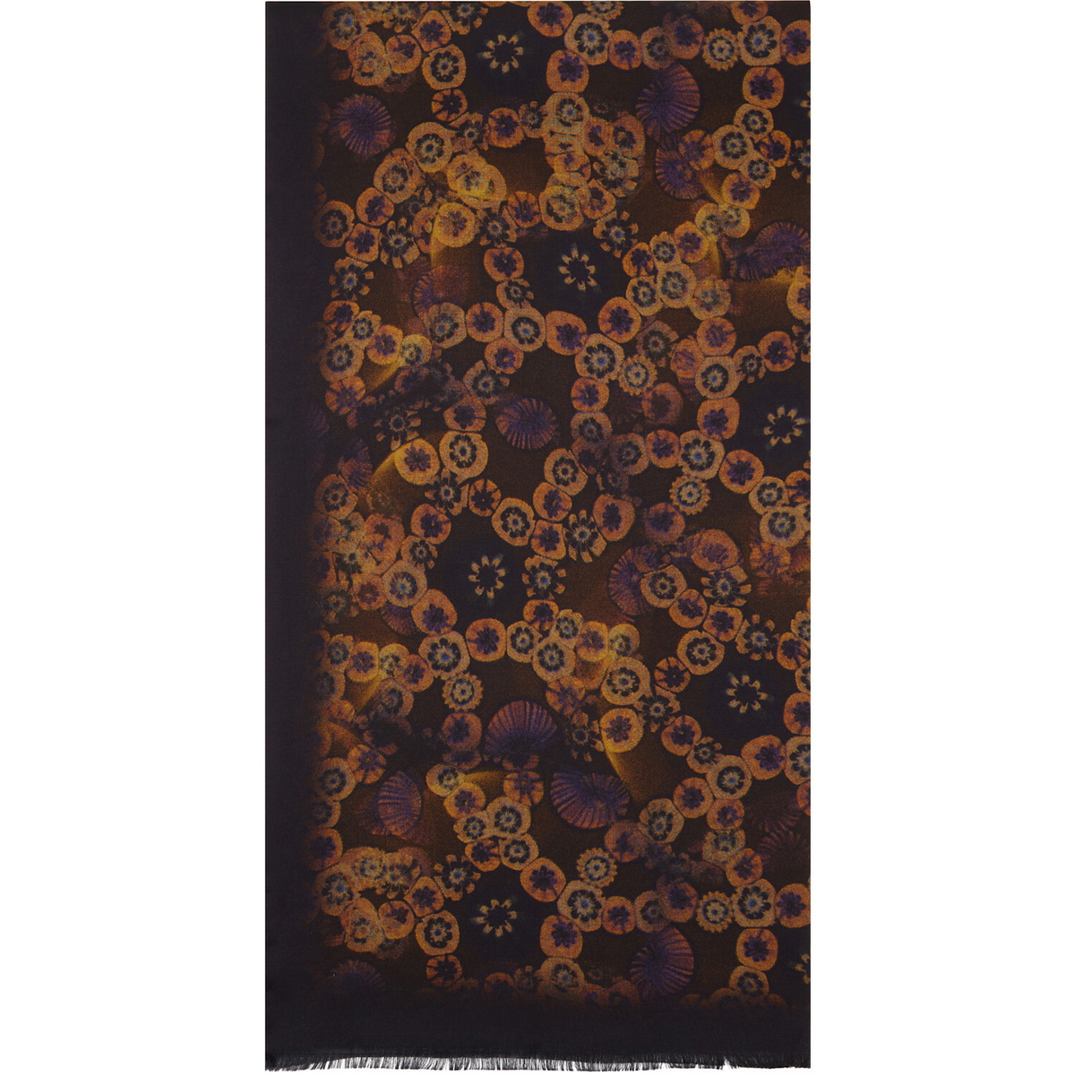 Dries Van Noten Black & Yellow Printed Satin Scarf