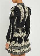 Alice + Olivia Valencia Floral-print Cotton Mini Dress Black