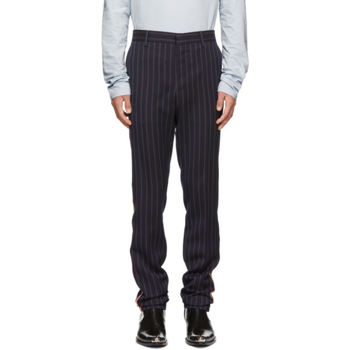 Photo: Calvin Klein 205W39NYC Navy Uniform Stripe Trousers