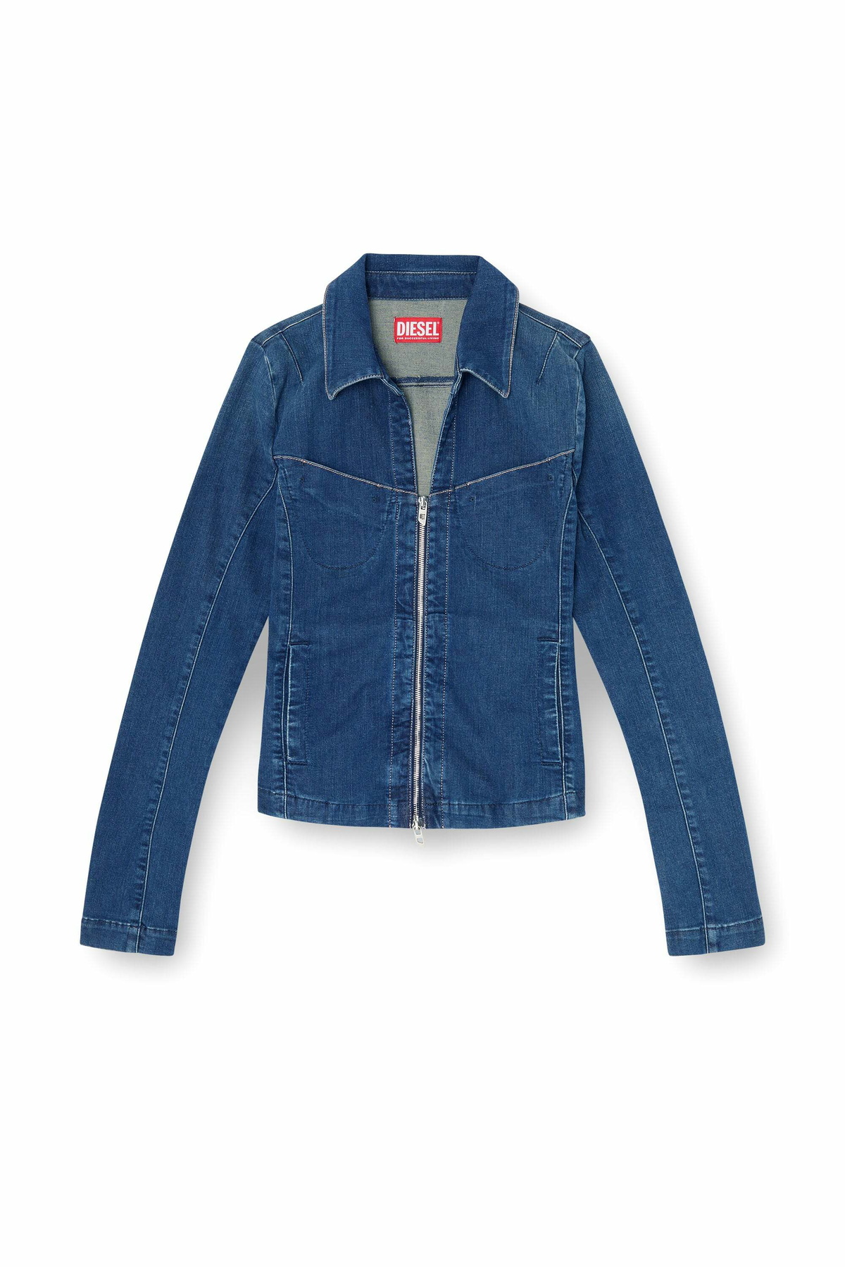 Diesel Full-zip shirt in denim - Denim Shirts Womens in Blue