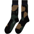 Sacai Green and Black Leopard Socks