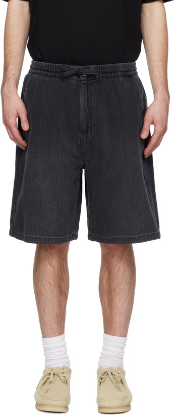 Photo: Solid Homme Gray Drawstring Denim Shorts