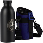 Stone Island Blue & Black Water Bottle and Pouch, 17oz