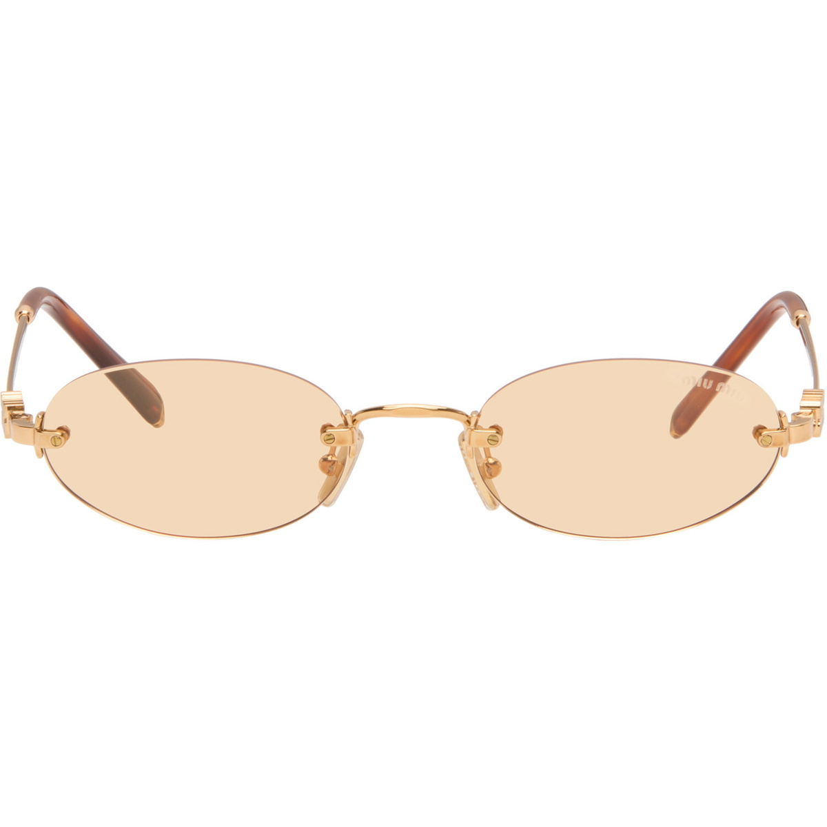 Miu Miu Eyewear Gold Logo Sunglasses