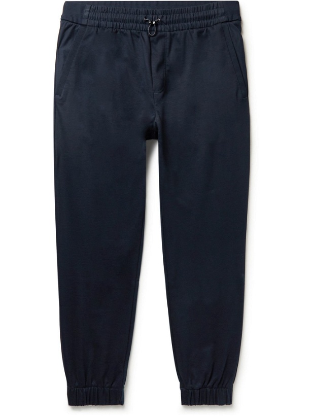 Photo: Hugo Boss - Lamont Tapered Organic Cotton-Blend Jersey Sweatpants - Blue