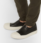 Rick Owens - Rubber-Trimmed Leather Slip-On Sneakers - Men - Black