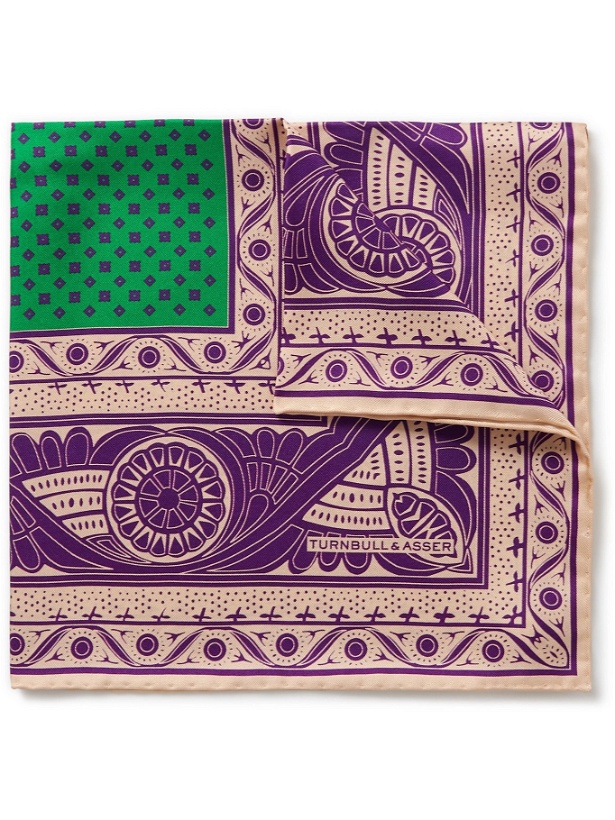 Photo: TURNBULL & ASSER - Printed Silk-Twill Pocket Square - Purple