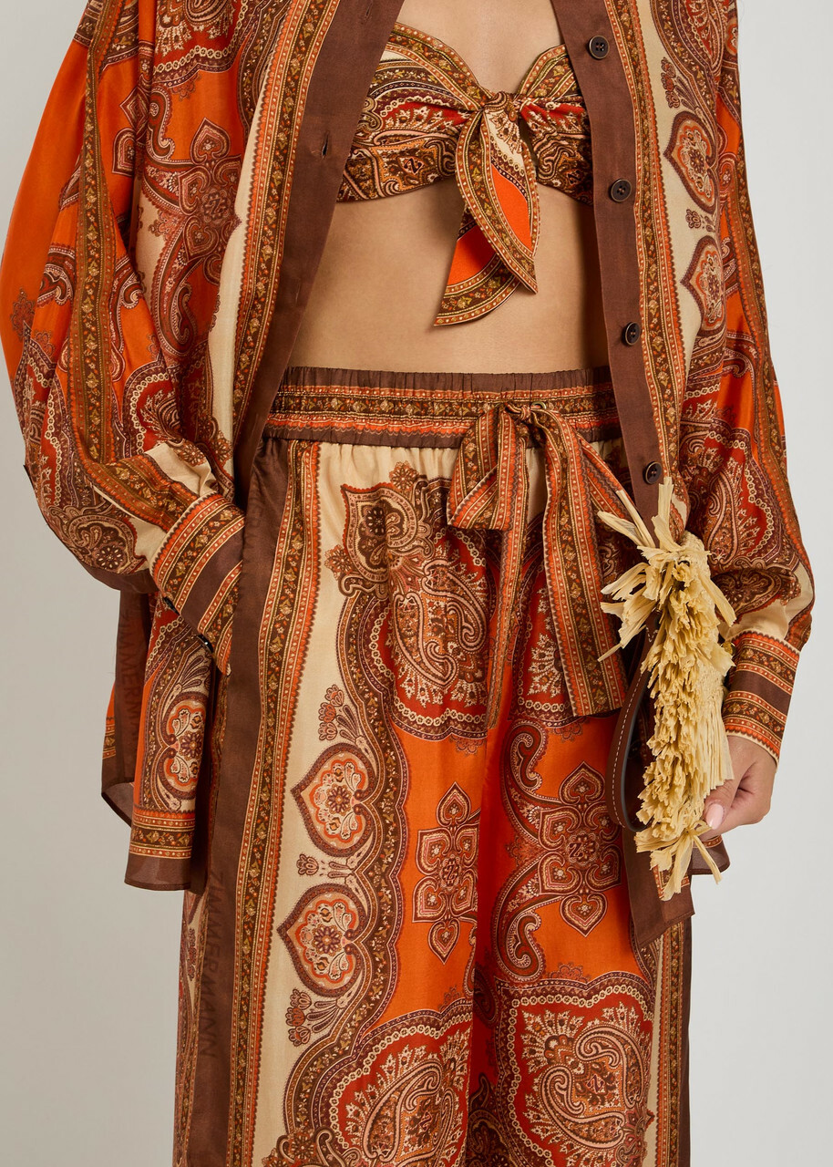 Zimmermann Mohan Wide-leg Silk Trousers Orange