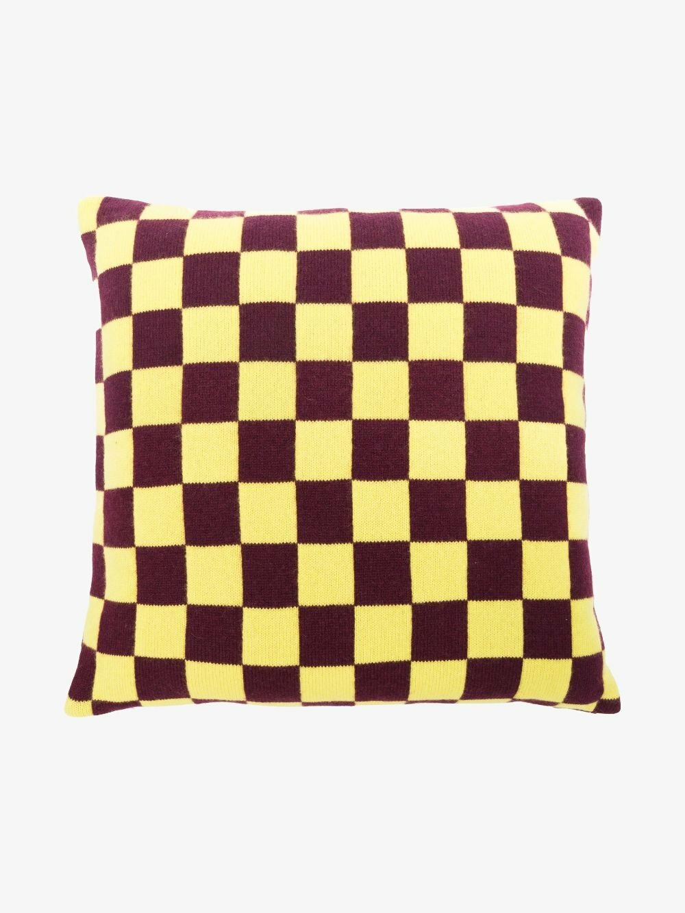 The Elder Statesman Yellow And Red Checkerboard Cashmere Cushion