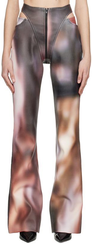 Photo: Puppets and Puppets Multicolour Cutout Faux-Leather Trousers