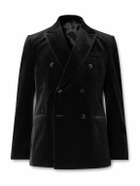 Mr P. - Double-Breasted Cotton-Velvet Tuxedo Jacket - Black