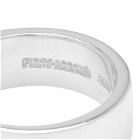 First Arrows Men's Flat Hammered 8mm Logo Ring in Silver