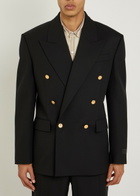 Versace Double-breasted Wool Blazer Black