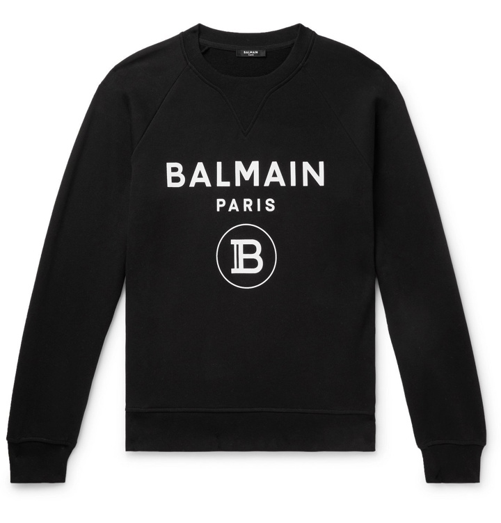 Photo: Balmain - Logo-Print Loopback Cotton-Jersey Sweatshirt - Black