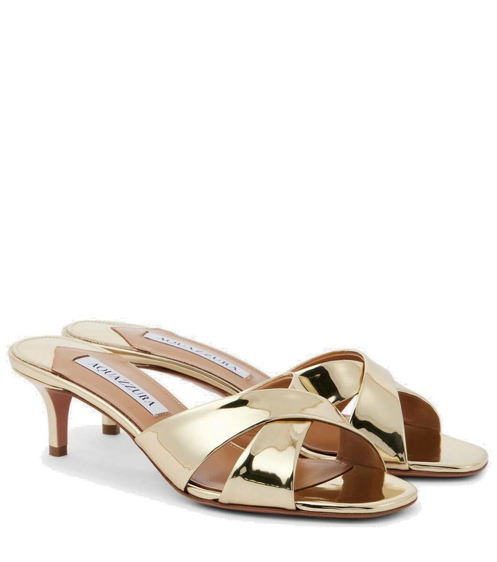 Photo: Aquazzura Divine 50 mirrored leather mules