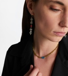 Ileana Makri 9kt white gold (375/1000) and sterling silver (925) beaded necklace with garnets and diamonds