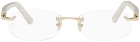 Cartier Gold & Off-White Oval Glasses